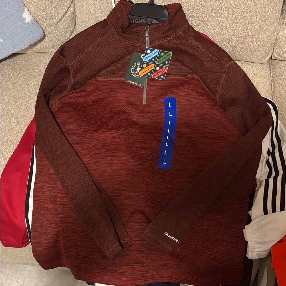 G.H. Bass & Co. Men's Zip Up Sweater - Maroon